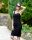Pántos egyszínű fekete ruha (S/M-L/XL)