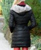 Hosszú steppelt fekete kabát (M-XL)