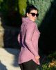 Hosszított mintás rózsaszín pulóver sállal (M/L-L/XL)