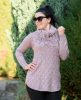 Kötött fonott mintás rózsaszín pulóver sállal (M/L-L/XL)