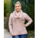 Extra méretű rózsaszín kötött pulóver sállal (L-XL)