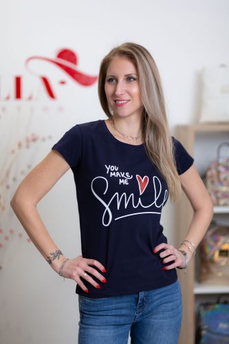 Smile feliratú sötétkék póló (S/M-L/XL)