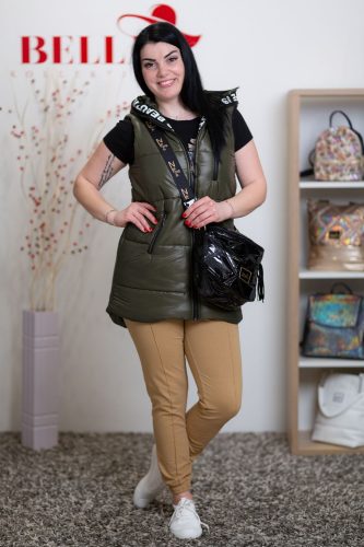Hosszú steppelt zöld mellény (M-XXXL)